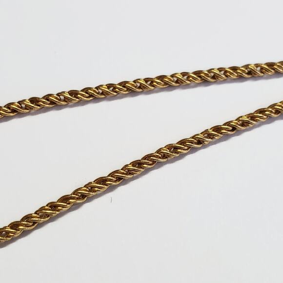 Matte Gold Tone Clear Rhinestone Studded Bead Toggle Necklace 17" - Picture 6 of 6